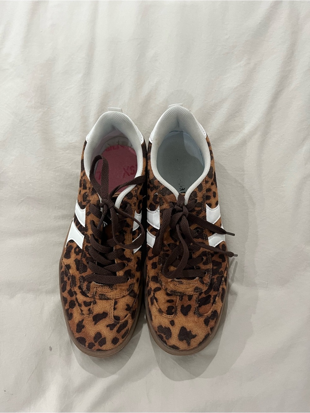 Leopard Print Casual Sneakers with White Stripes